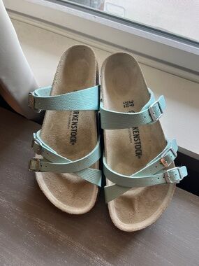 Birkenstock Mint Green Triple-Strap Sandals